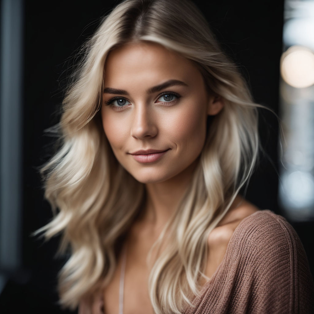 Portrait of a lovely scandinavian girl with blonde hair and light