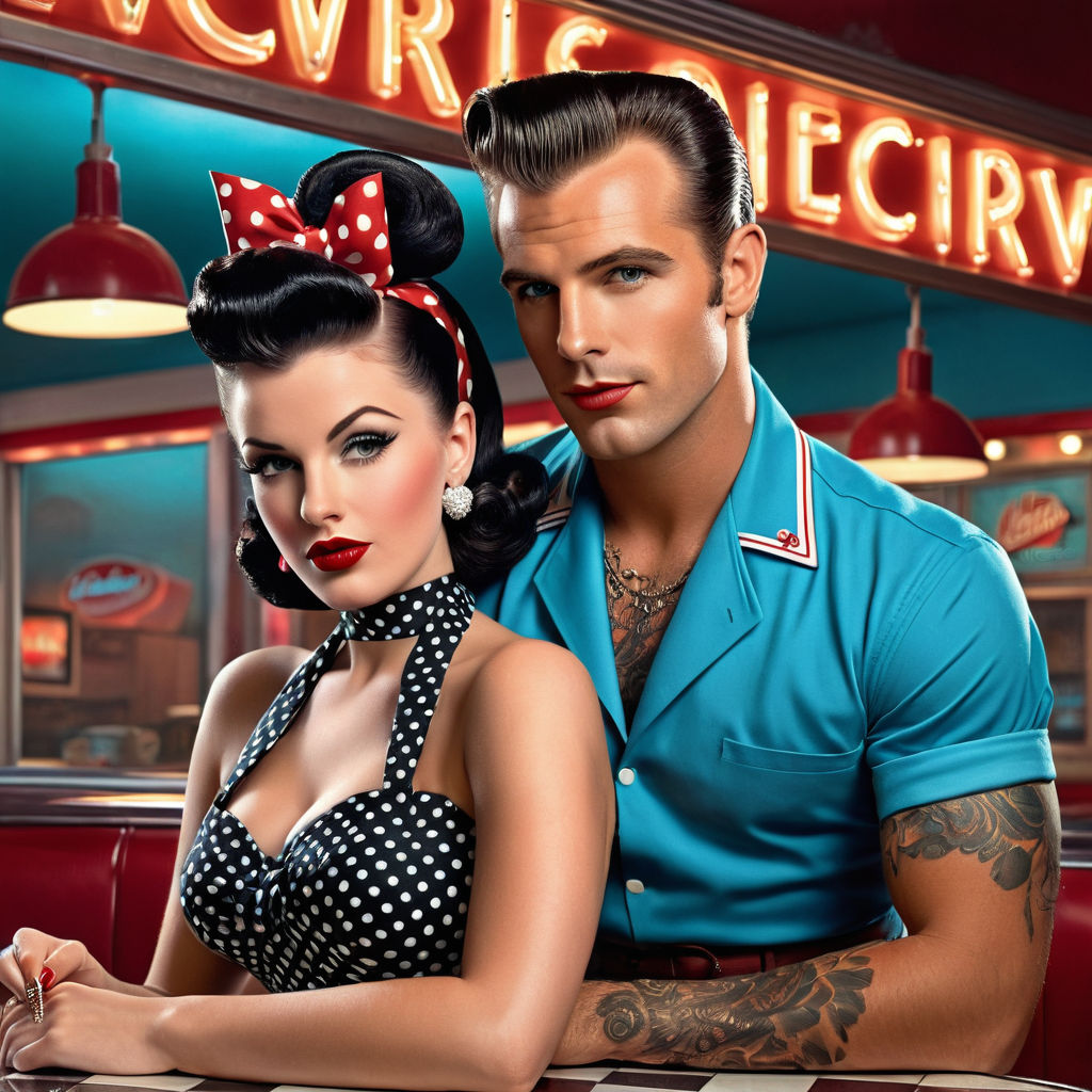 Victory roll pin up rockabilly look