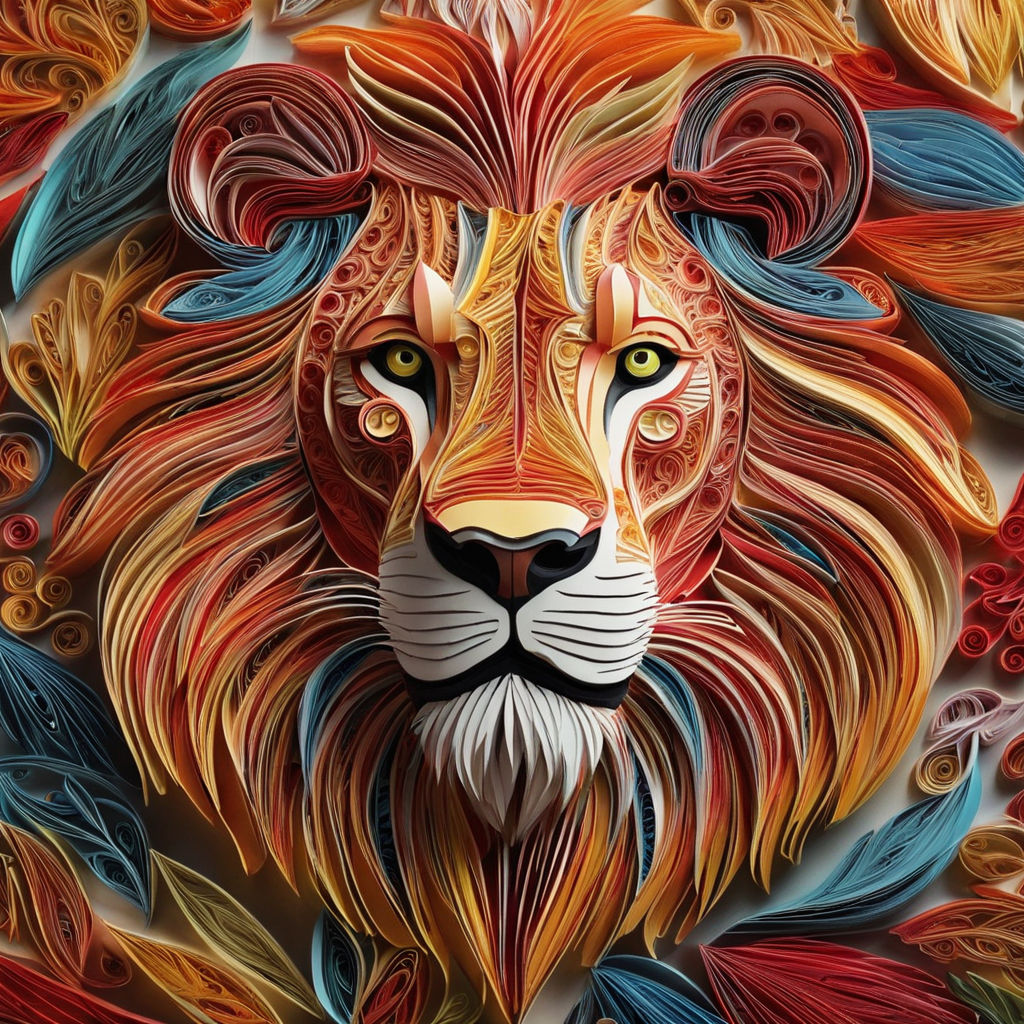 An Angry Lion with an Open Mouth and Sharp Teeth Roars in the Thicket of  the Night Forest. Generative AI Illustration in Bright Colors with Abstract  Brush Strokes for Wall Art and