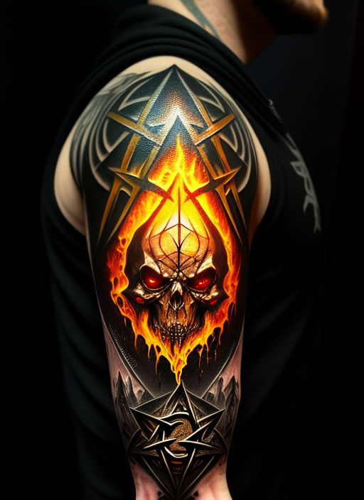 angry skull tattoo