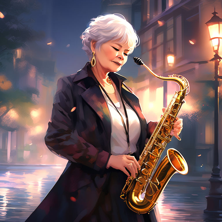 anime girl Playing the sax instrument , digital Art, | Stable Diffusion