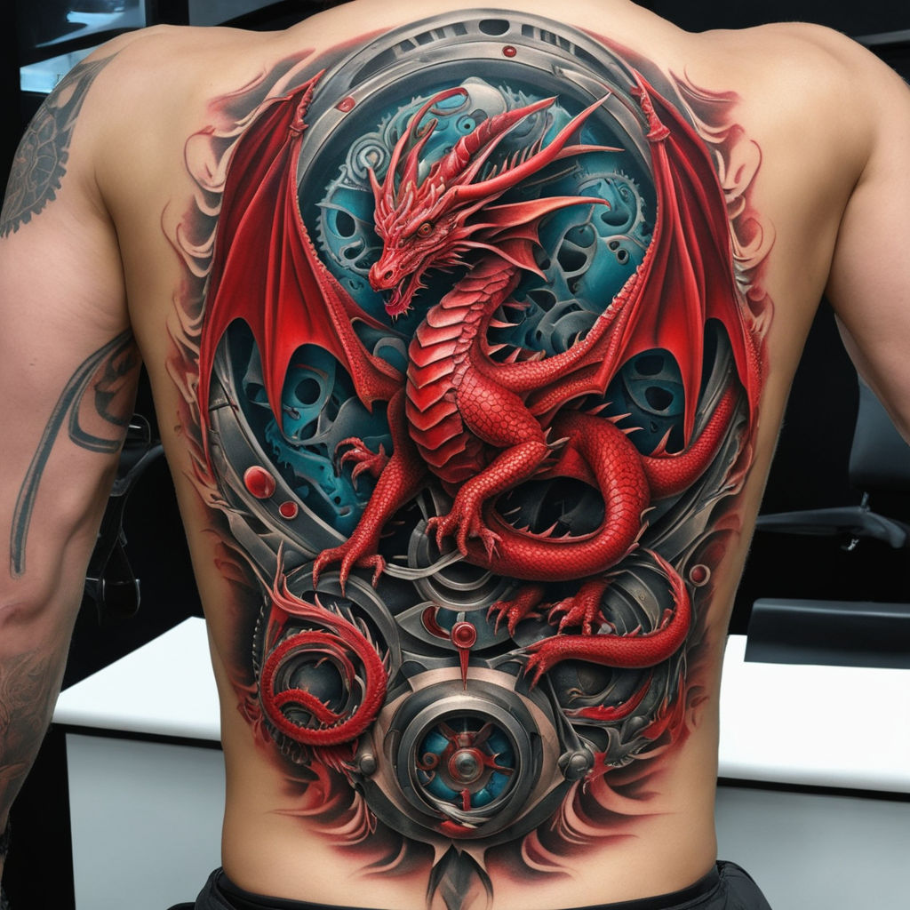 biomechanical shoulder blade tattoo