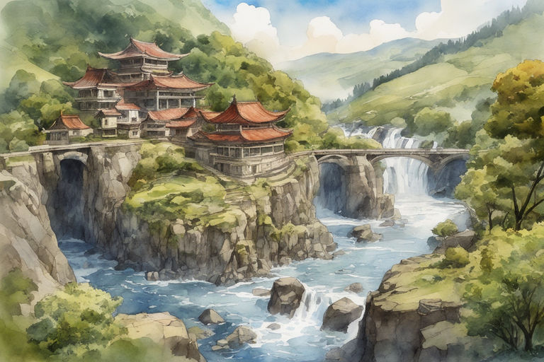 ArtStation - Japanese landscape - Ink and watercolors