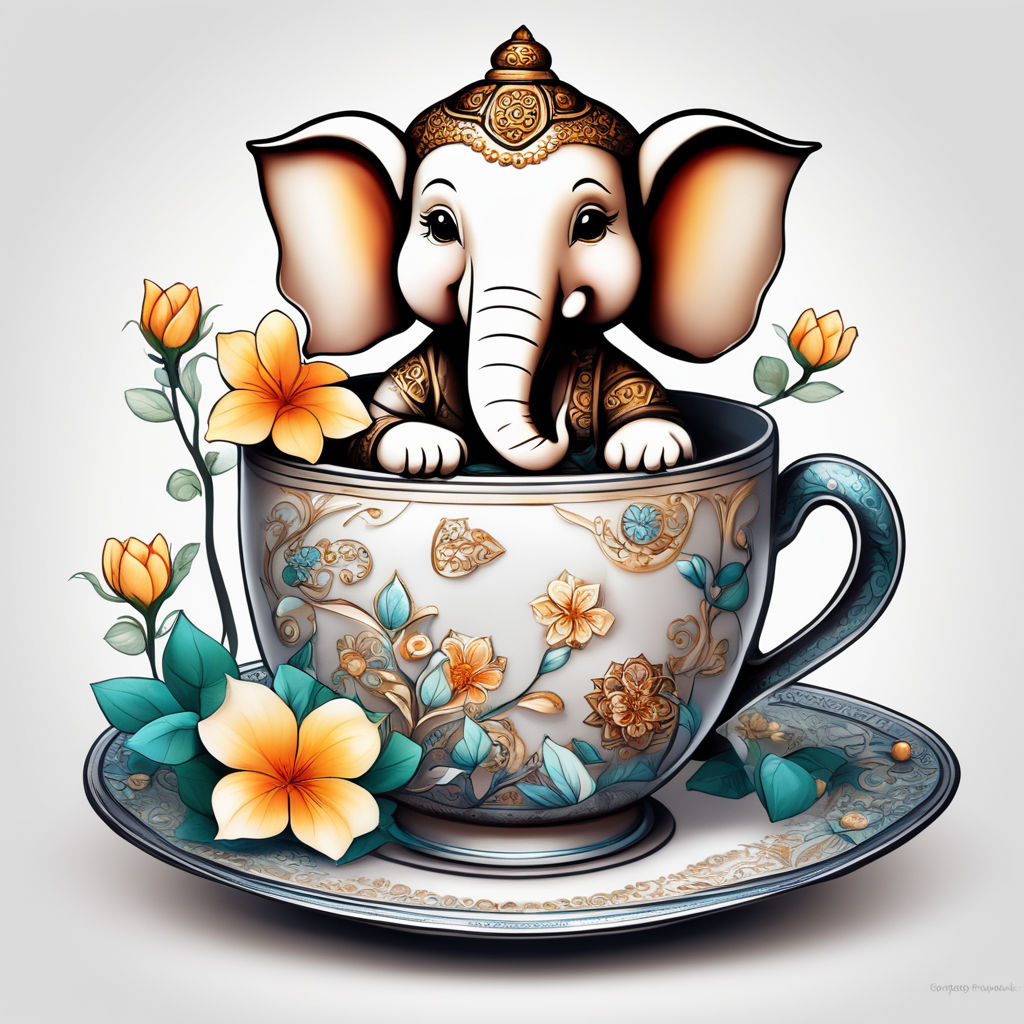 Cute Baby Elephant Cartoon' Travel Mug