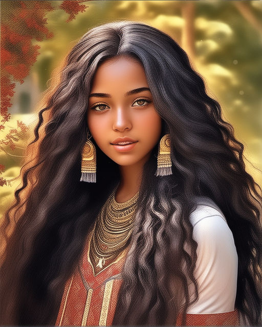 Beautiful Curly Hair Anime Girl Warrior Portrait · Creative Fabrica