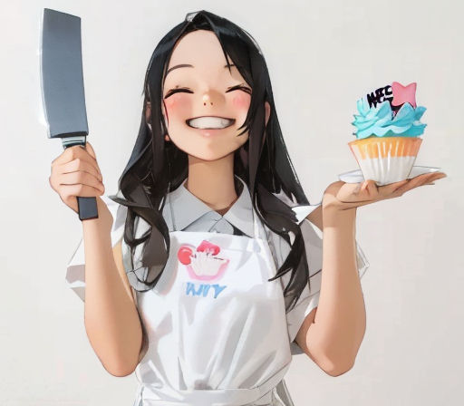 anime girl holding a knife