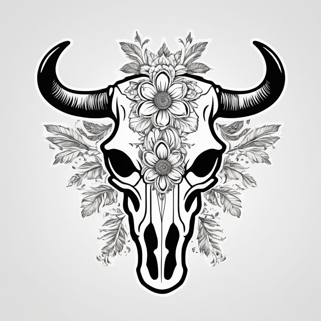 Premium Vector | Linear drawing of a bull's skull. vector illustration of a  bull. skull tattoo sketch, coloring book.