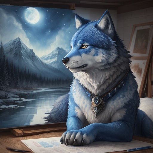 blue wolf drawing