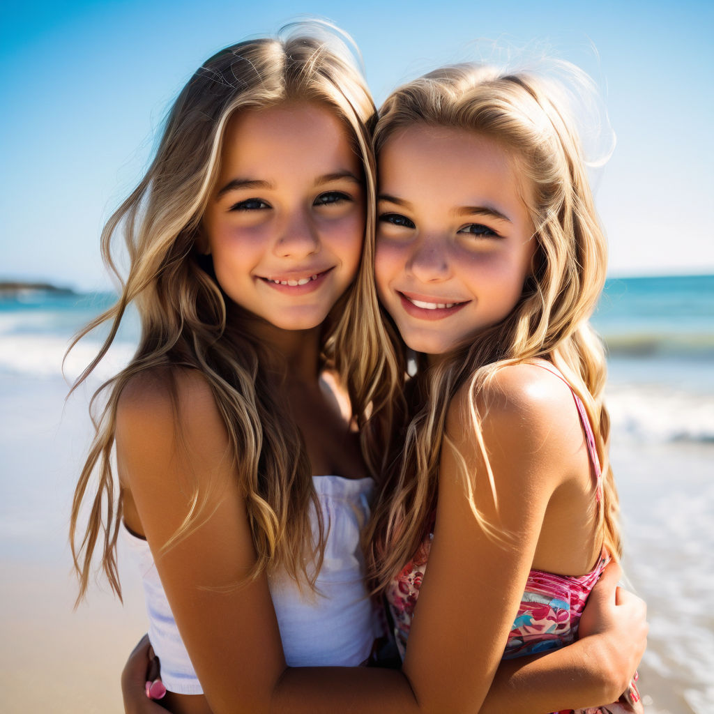 Two 12-year-old girls in bikinis - Playground