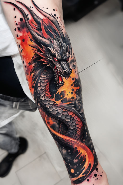 Dragon and lotus forearm tattoo for Jordan. Started this piece a while ago.  Upper arm done by another artist 🐉 thanks for the opportunity! | Instagram