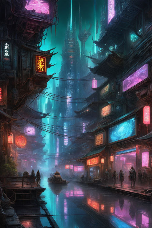 Horizontal view, cyberpunk, animation concept art, studio ghibli style,  clear reflection, full page scan of 3000s detailed concept art, cyberpunk,  mathematics and geometry, architecture, sewage system, urban section, floor  plan, architectural section