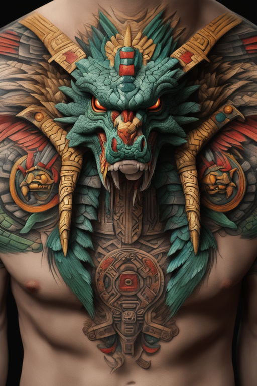 dragon head chest tattoo