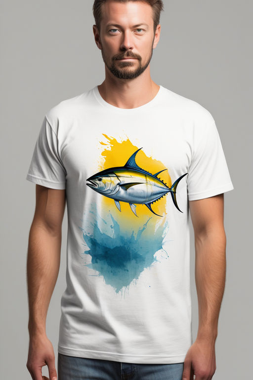 Fish Graphic Design Tee Shirt - Stripped Bass & Marlin