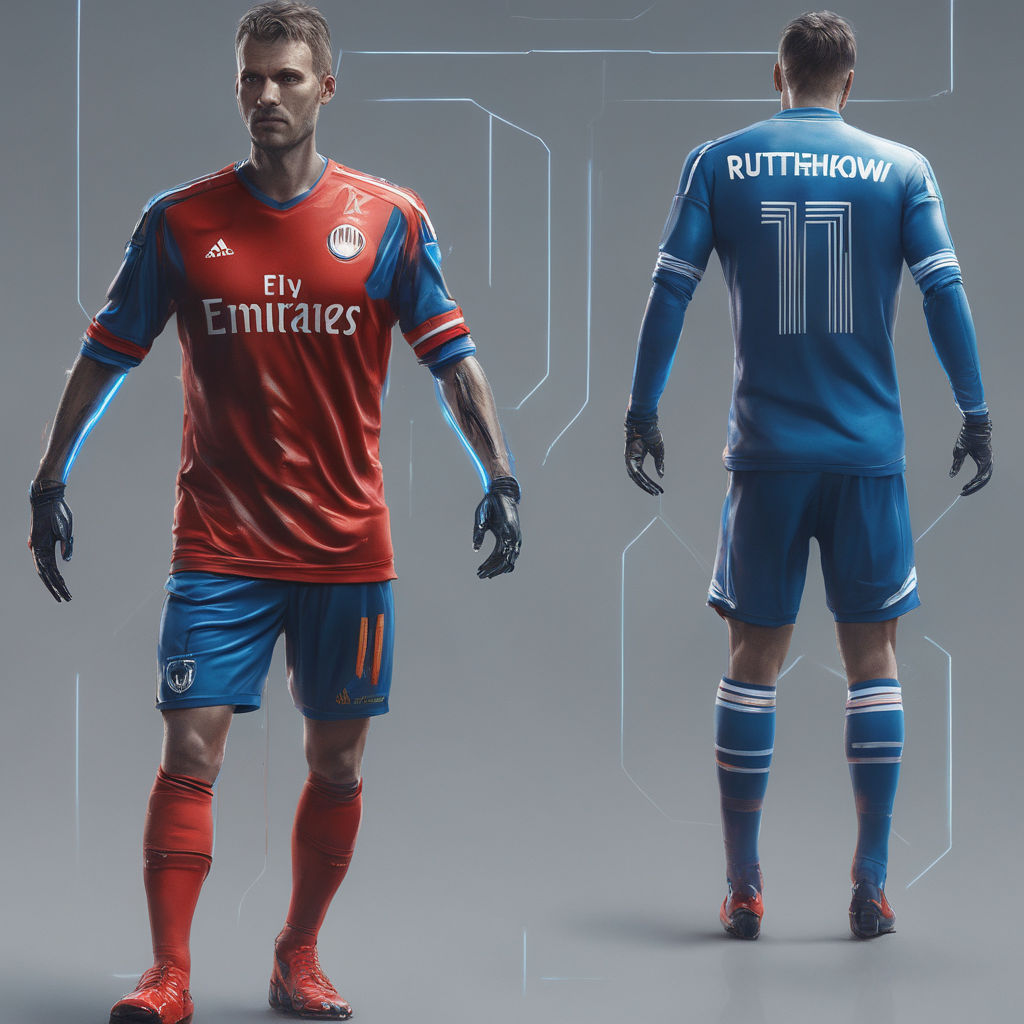 ArtStation - Soccer Red & Blue Football Jersey Player 11