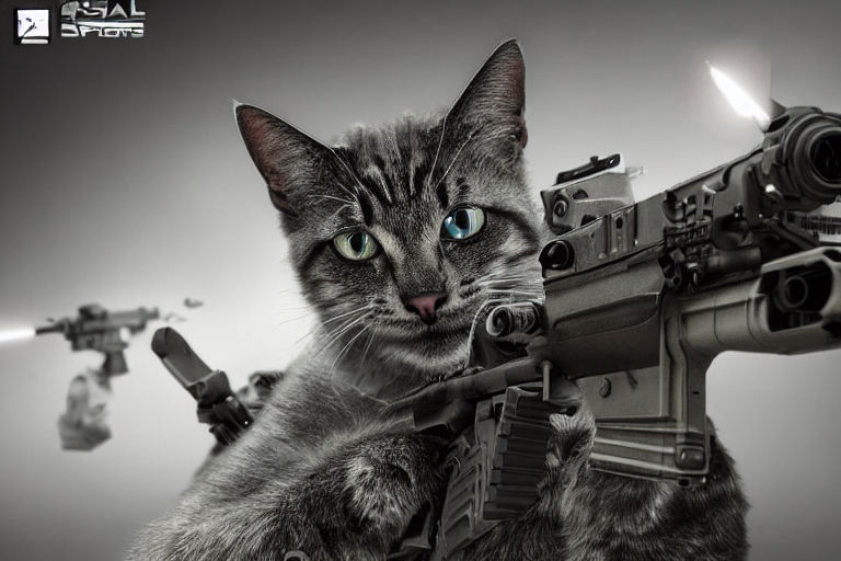 cat with gun wallpaper