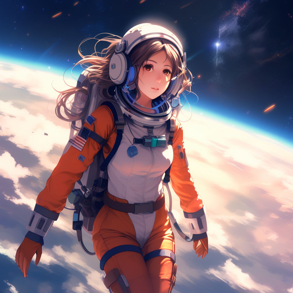 Anime, Stars, Moon, , Space, Cosmonaut, Spacesuit, Original, Brown Hair,  Short Hair, HD wallpaper | Peakpx
