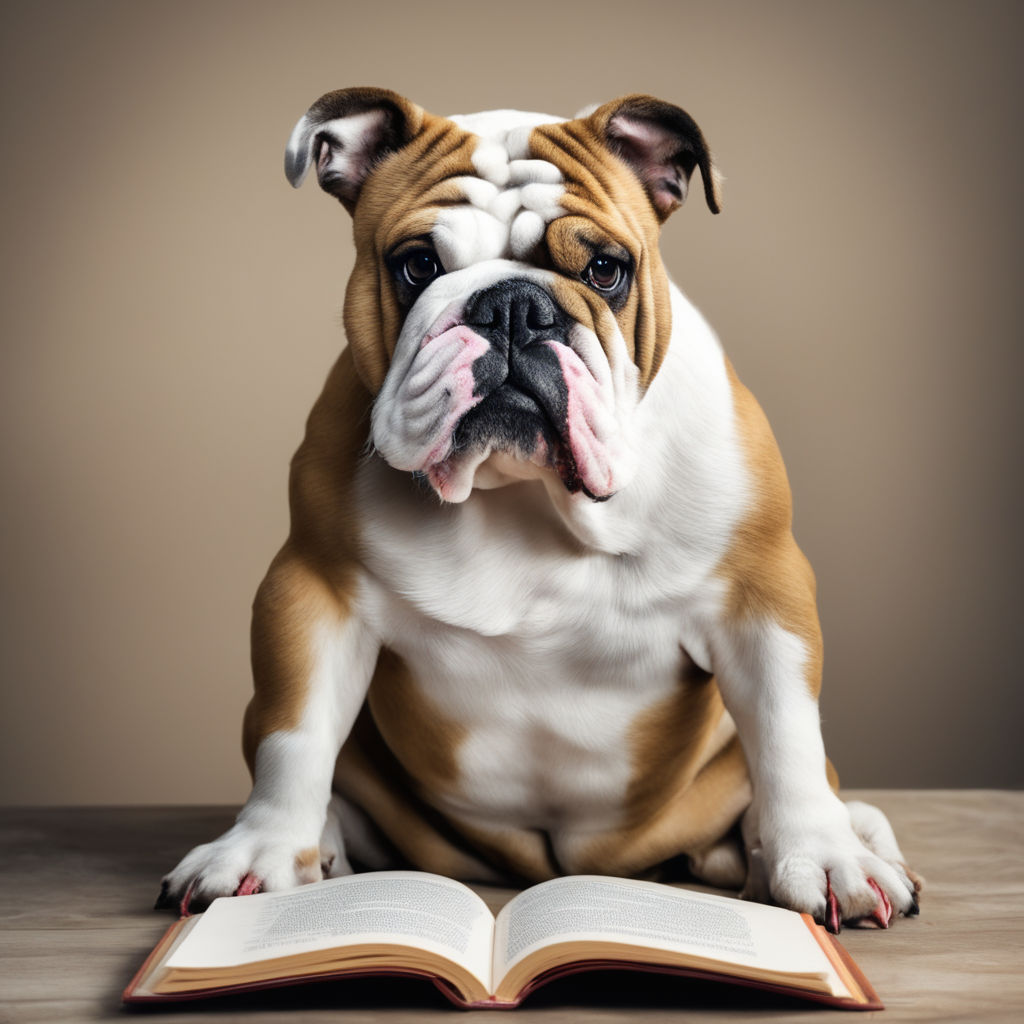 bulldog reading book