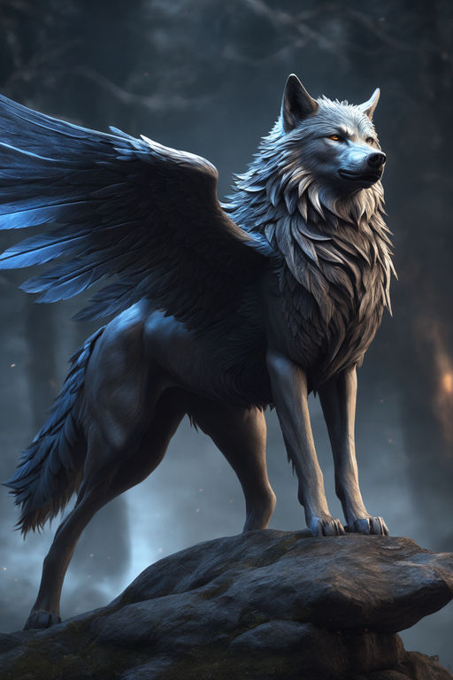 This is the only depiction of a wolf with wings I've seen that looks pretty  good. (x-post /r/ImaginaryBehemoths ) : r/furry