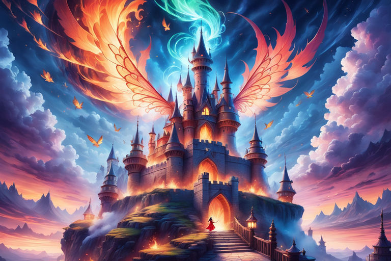 dragon burning castle