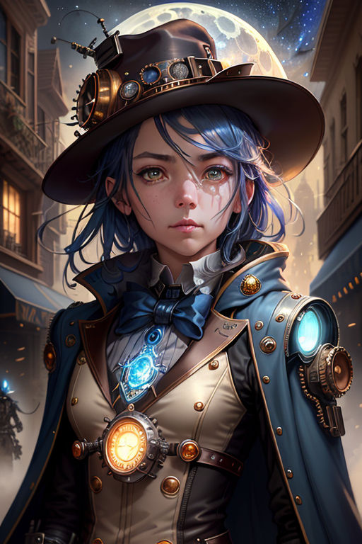 steampunk anime girl inventor