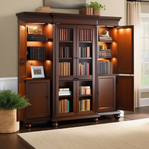 closed bookcase with doors