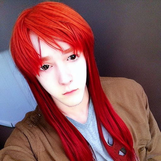 red hair green eyes anime boy