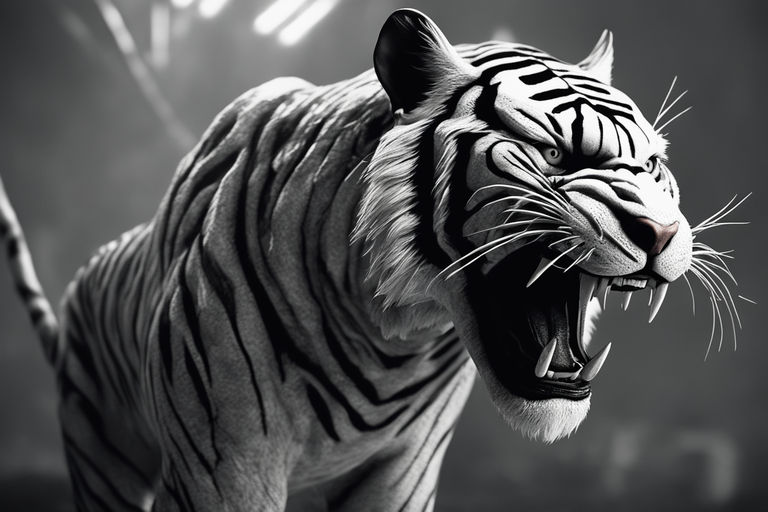 roaring tiger black and white wallpaper