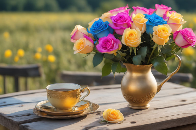 beautiful yellow and pink roses