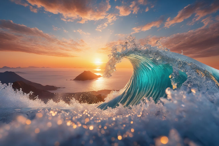 beach waves at sunset