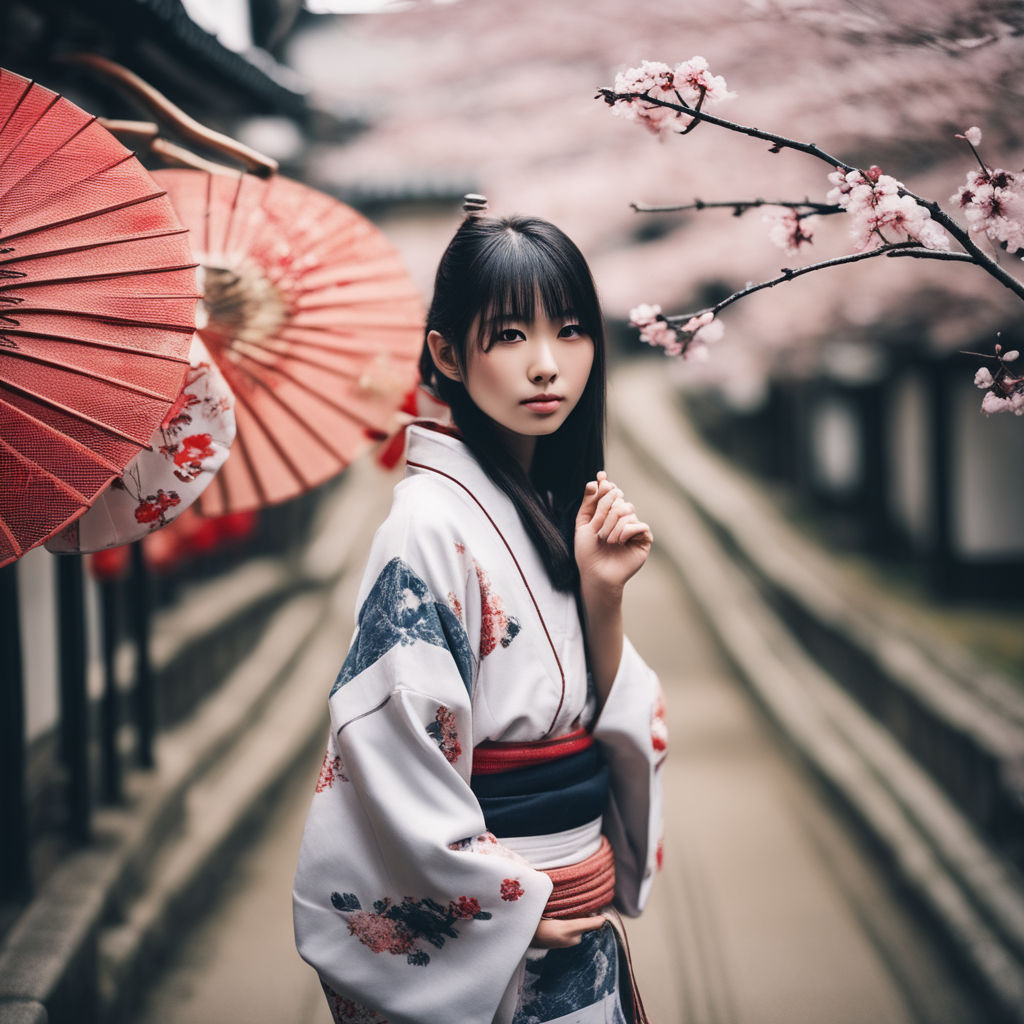 KREA - atmospheric polaroid photograph of a japanese girl with emo