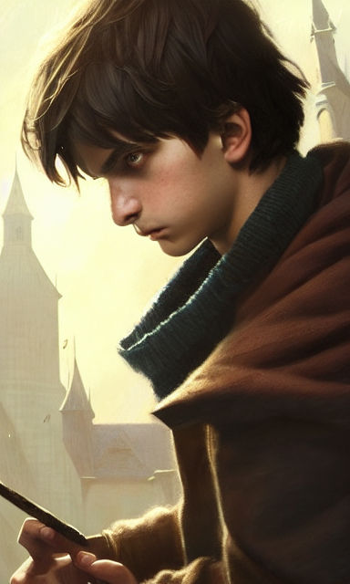 Brunette teenager wizard boy Guido Oudin. Image source: PlaygroundAI.com