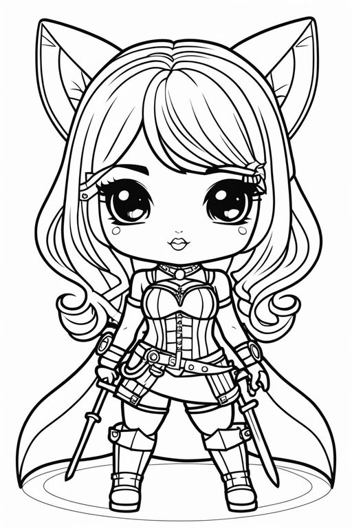 chibi wolf girl coloring pages