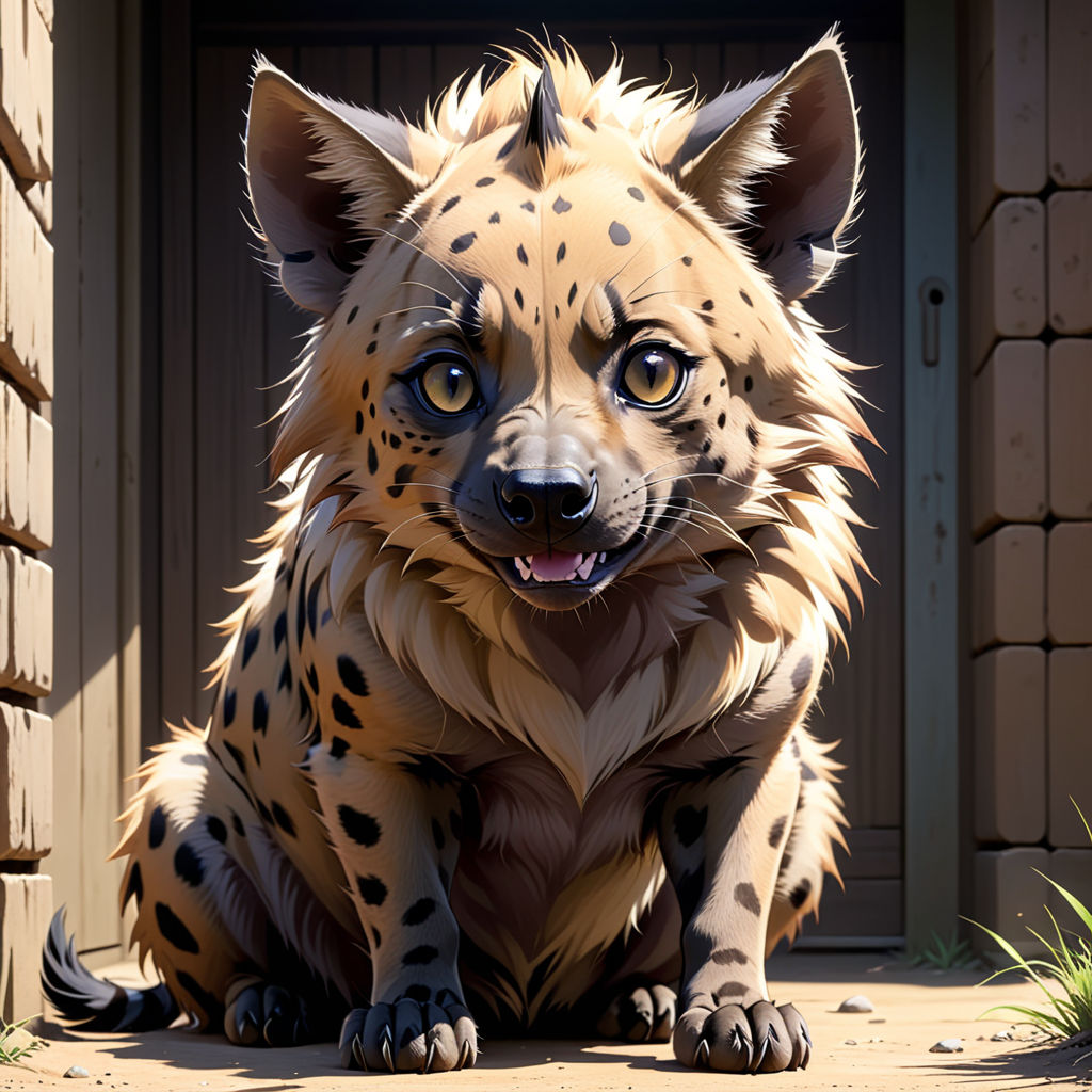 portrait anime adorable anthropomorphic hyena steam...