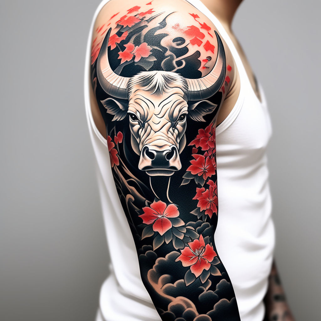 Bull tattoo sleeve leg. To be continued.. by doristattoo on DeviantArt