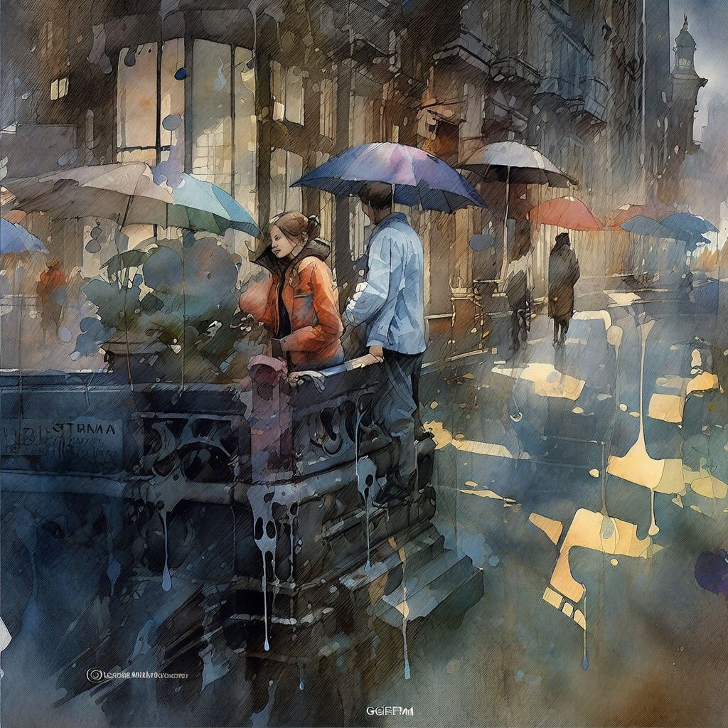 Feeling the Rain, Watercolor Painting