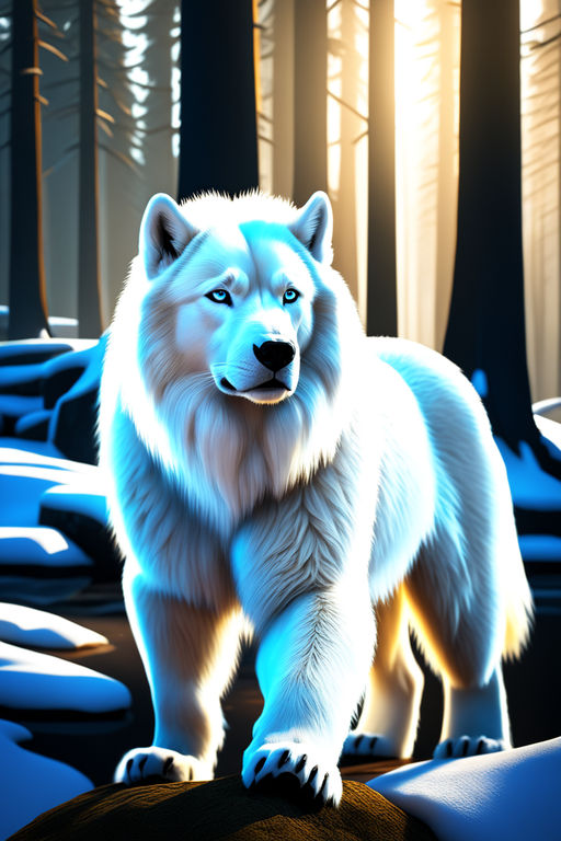 anime white wolves with blue eyes