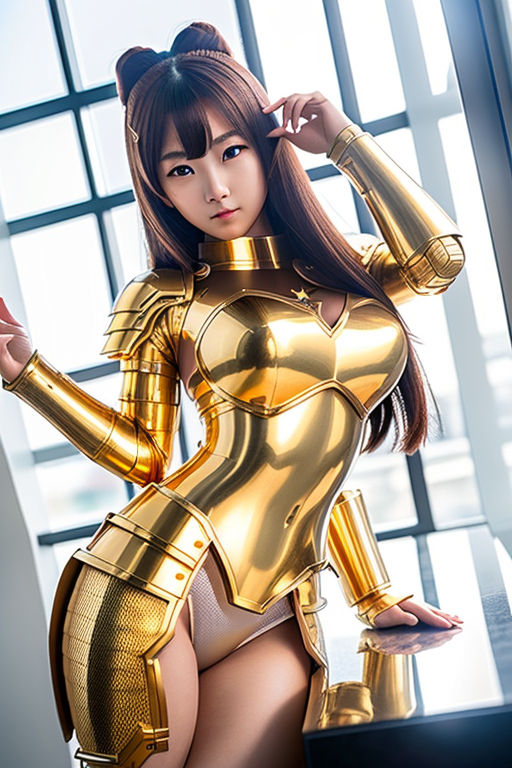 full body 3PO female with large DD-cup breasts cyborg - Playground