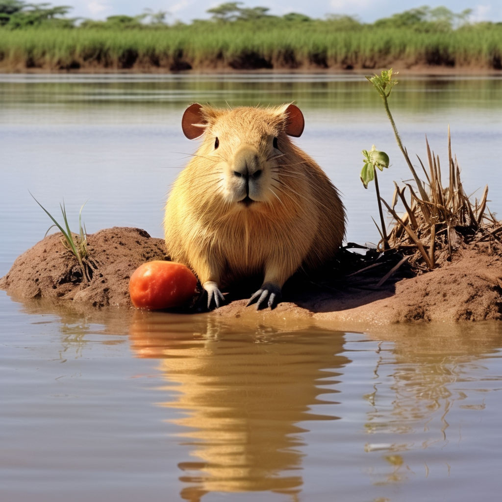Capybara nestled in a chest overflowing with oranges Sticker for