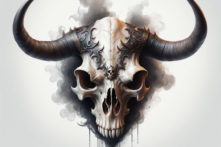 horned skull tattoo