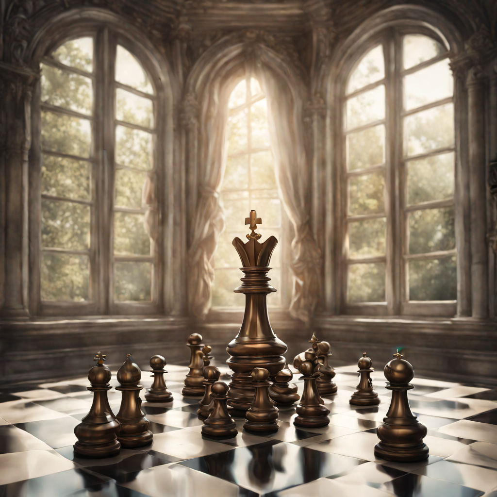 A group of chess pieces sitting on top of a chess board photo