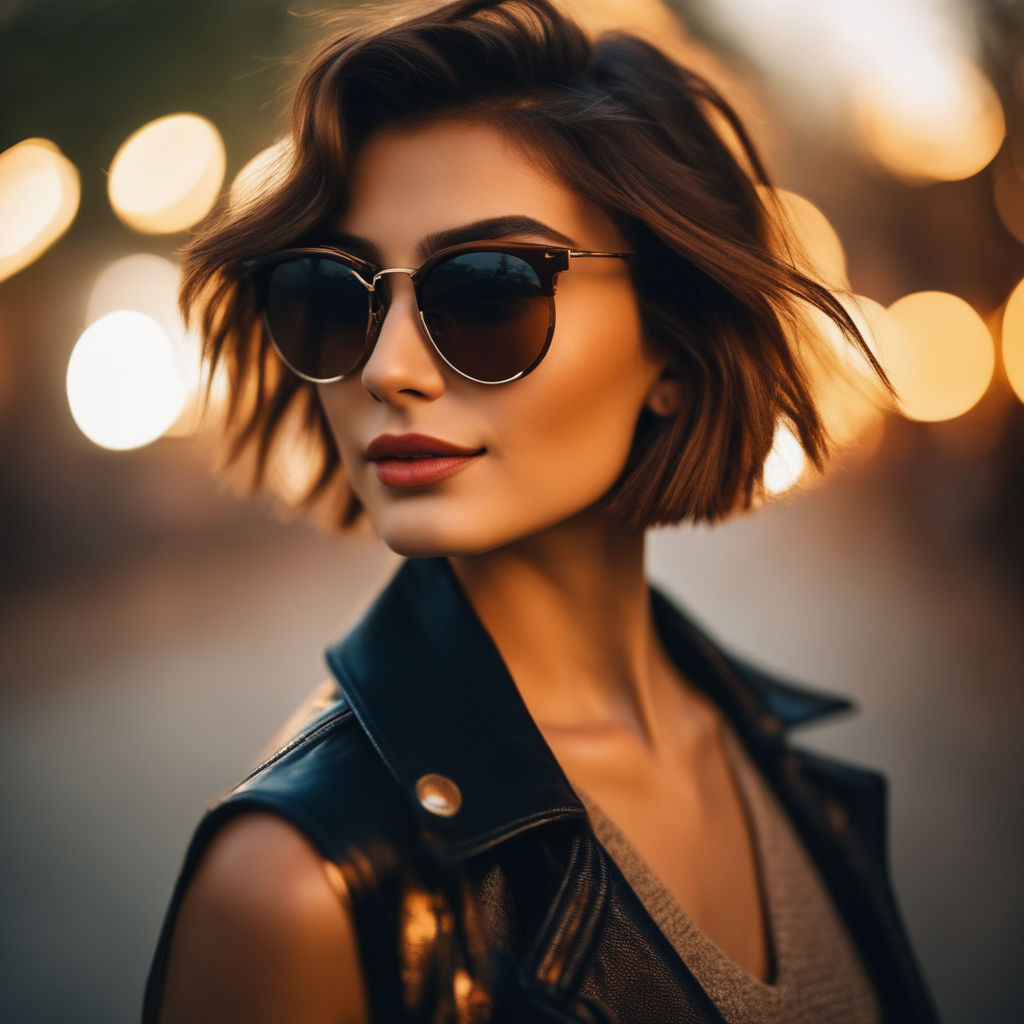 Bronze Blonde with short hair and fashionable sunglasses. Summer Stock  Photo by ©Porechenskaya 156224264