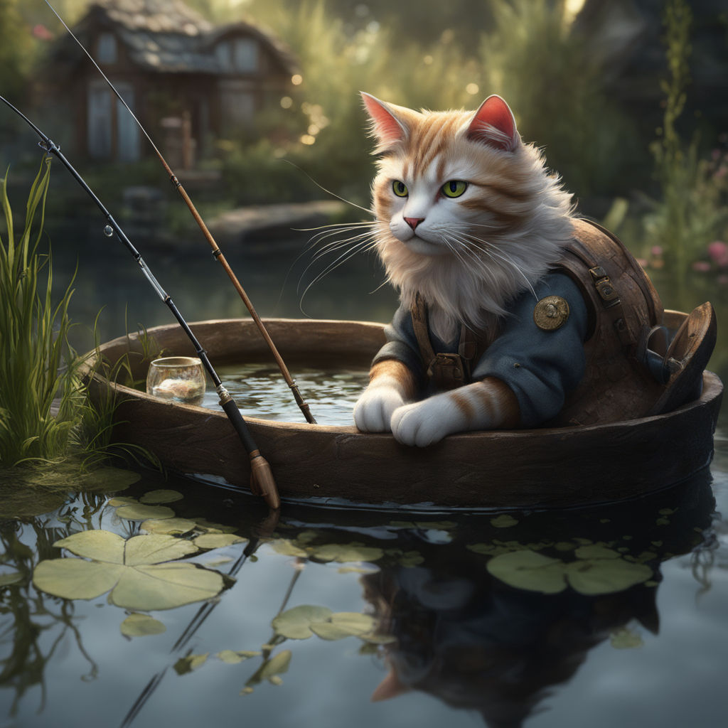 a cat is fishing - Playground