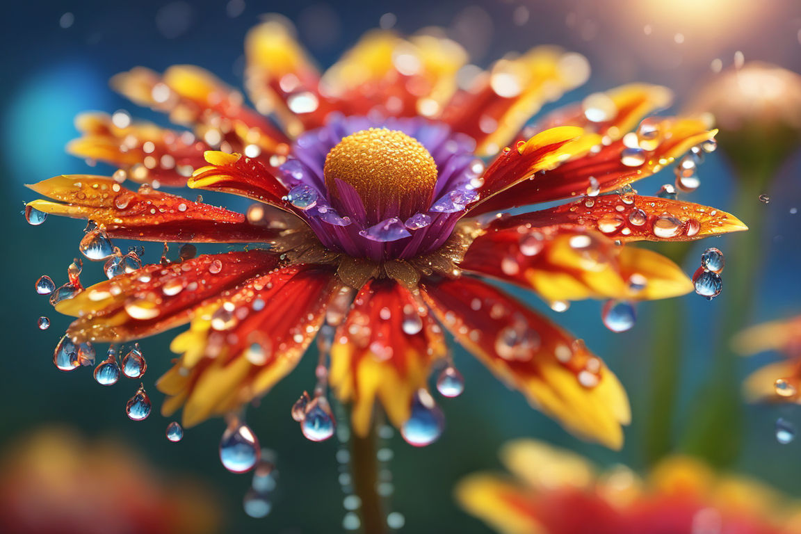 water drop on flower painting