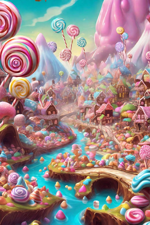 Premium Photo  Fantasy colorful sweet magical wonderland landscape of  sugar and candy