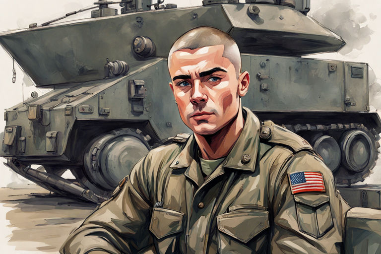 cinematic portrait of a handsome extremely muscular superhero soldier with  a buzzcut wearing a green beret - Playground