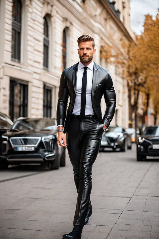 black trousers wearing black leather knee length riding boots