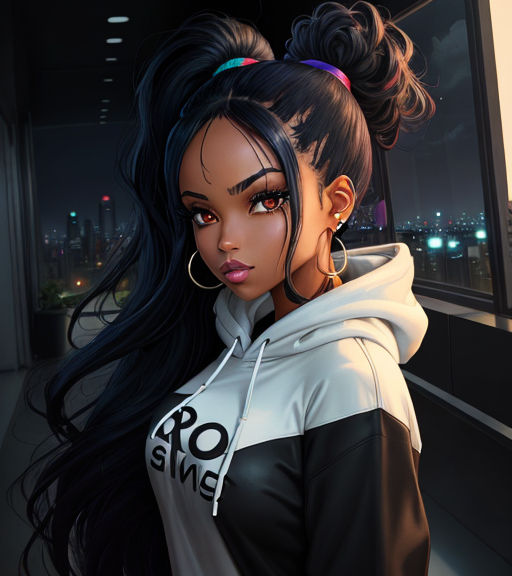 A vrey cute and innocent black anime girl with long | Stable Diffusion |  OpenArt