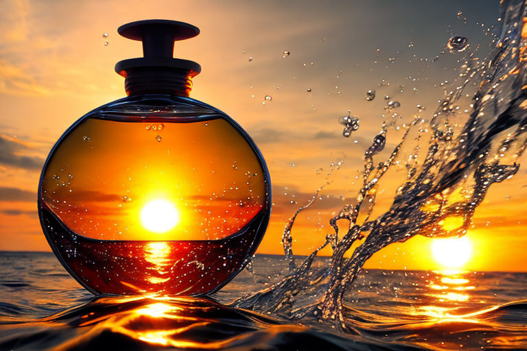 Perfume Bottle On The Beach At Sunset. 3d Rendering Free Image and  Photograph 210342904.