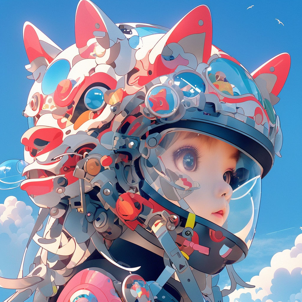 Anime illustration of a fox girl in a bubble