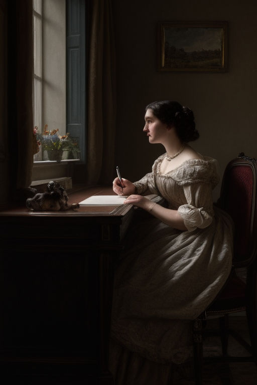 woman writing a letter painting